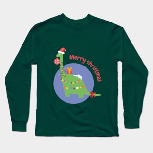 A dinosaur dressed up like a Christmas tree Long Sleeve T-Shirt